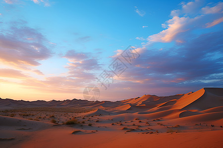 美丽的黄昏沙漠图片
