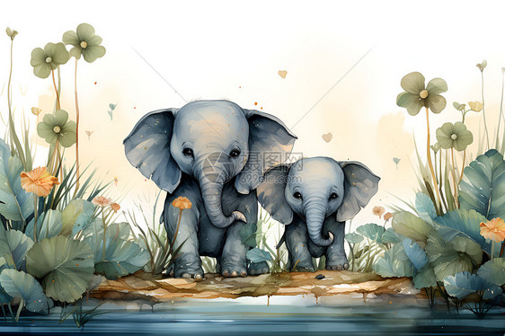 数字绘画大象图片