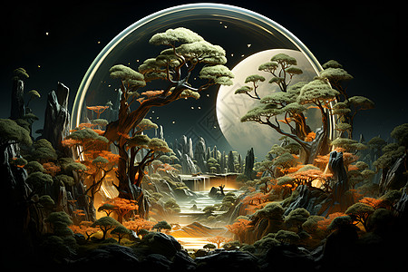 奇幻之旅月下森林图片