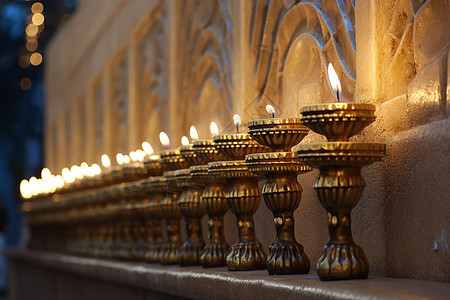 古老的以色列传统节日烛台背景图片