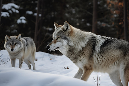 白狼雪中漫步图片