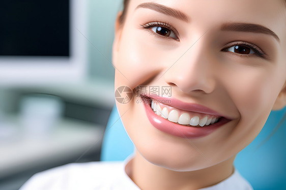 微笑的牙医诊所病人图片
