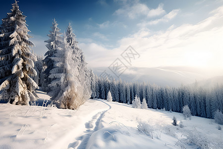 冰雪覆盖的山峰背景图片