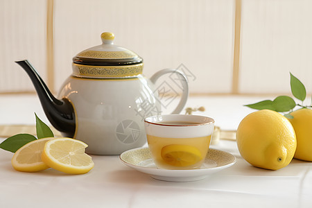 健康饮品柠檬绿茶背景图片