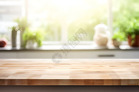 厨房重地自然之光下的木质桌面背景
