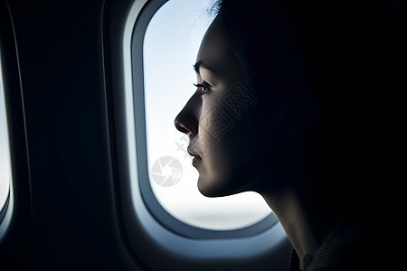 飞机窗户前的女性图片