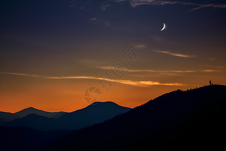 山脉夜晚璀璨夜晚的美景背景