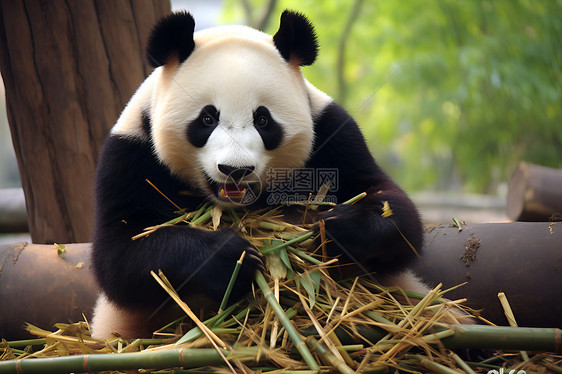 户外可爱的熊猫动物图片
