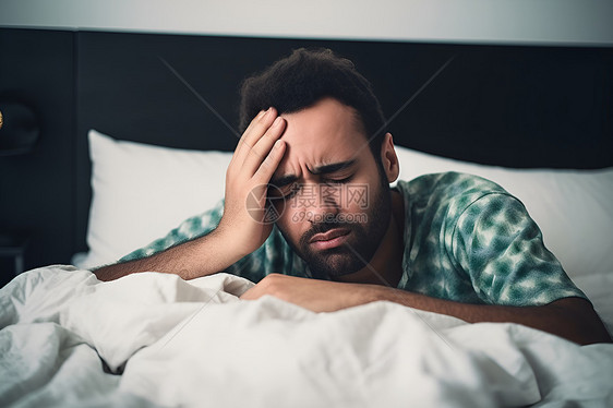床上劳累成熟的男士图片