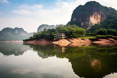 湖中一座小岛图片