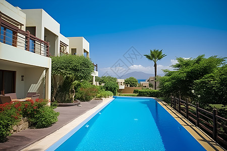 豪华度假别墅的奢华泳池背景图片