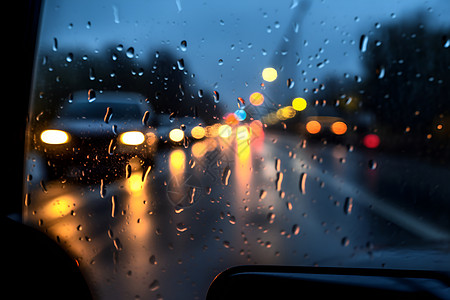 雨中的车夜雨中车驶的汽车背景