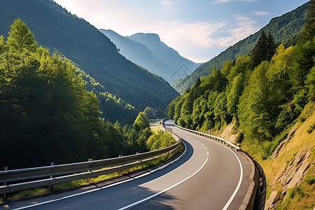 山脉下的美丽公路背景图片