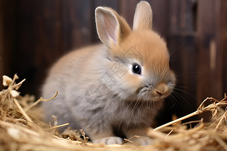 草堆的小兔子图片
