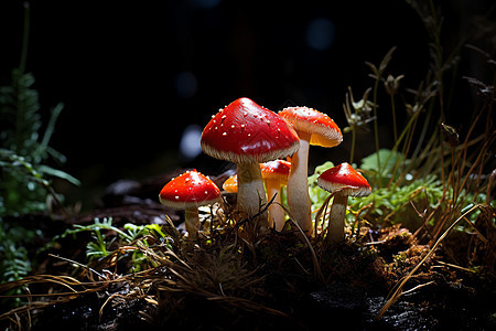 一堆红蘑菇图片