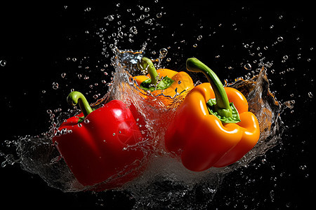 新鲜的甜椒食材背景图片