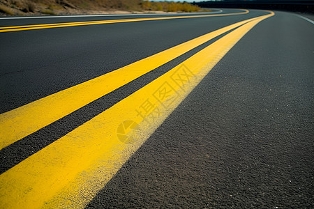 道路指示标公路上的双黄线指示背景