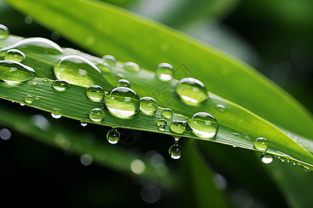 露水滴在绿叶上水滴洒在绿叶上背景