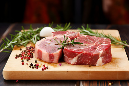 切菜板上健康的猪肉图片