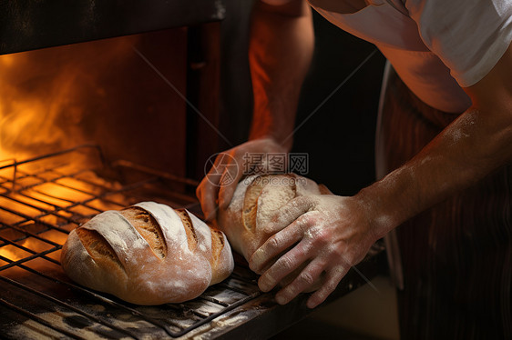 烤箱里的面包图片
