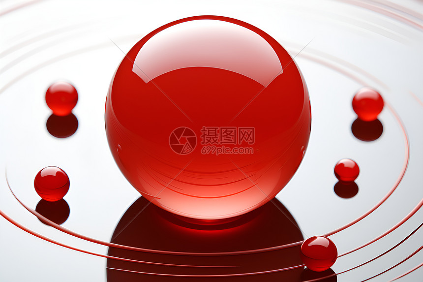 红色玻璃球图片
