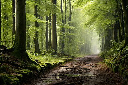 森林中的朦胧小路图片