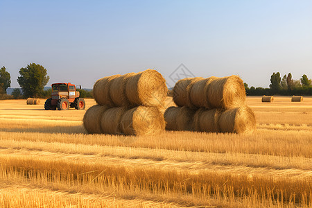 烧秸秆农田中的麦秸秆背景