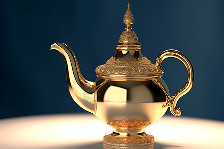 传统的金色茶壶图片