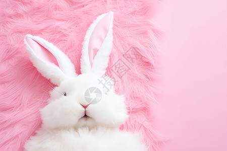 粉色背景上的兔子图片