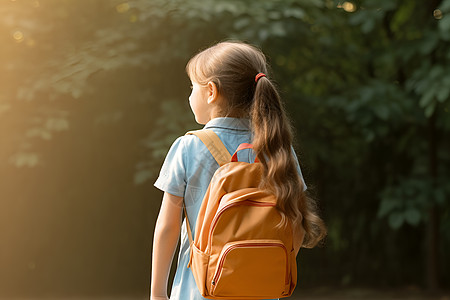 背着书包上学背着书包的上学女孩背景