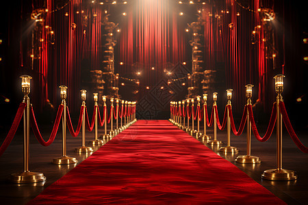 红地毯与金属栏杆背景图片