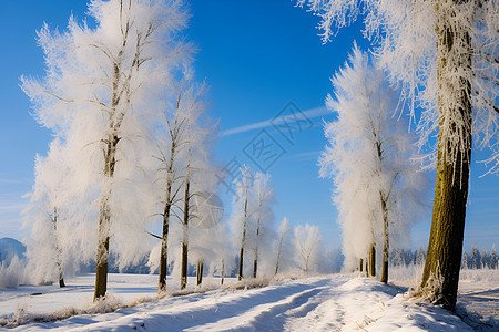 树林冰雪仙境图片