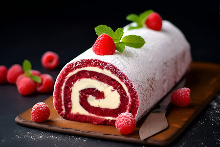 树莓蛋糕卷图片