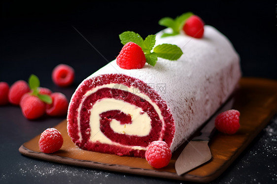 树莓蛋糕卷图片