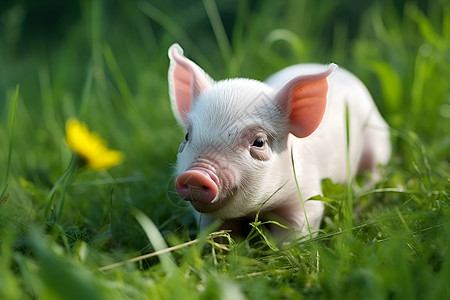 草坪上的小猪背景图片
