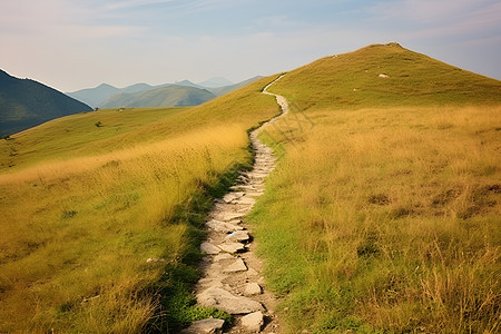 山野之间的小径背景图片