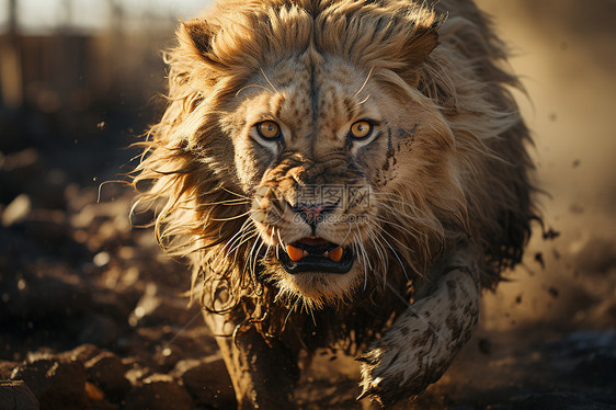 奔跑的雄狮图片