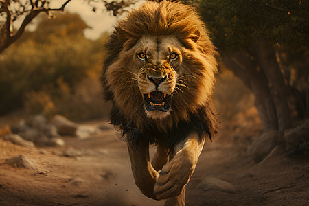雄狮在奔跑图片