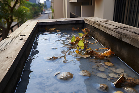 建筑阳台上的脏水图片