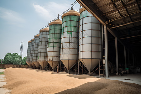 粮仓建筑建筑的粮食储存筒仓背景