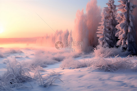 冬日林间的冰雪图片