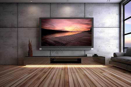 有大型平板电视和沙发的客厅图片