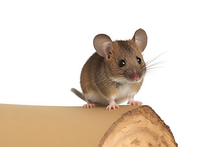 小老鼠在木头上图片