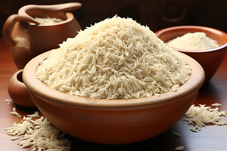 桌子上有一碗米饭背景图片