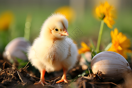 小鸡与春天图片