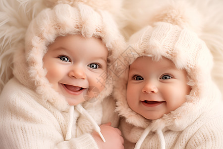 双胞胎微笑温暖双胞胎高清图片