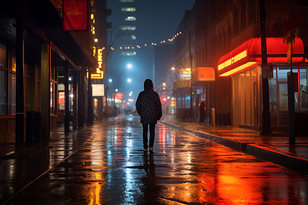 独行者夜行城市背景图片