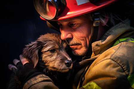 拯救荒火中的小狗图片