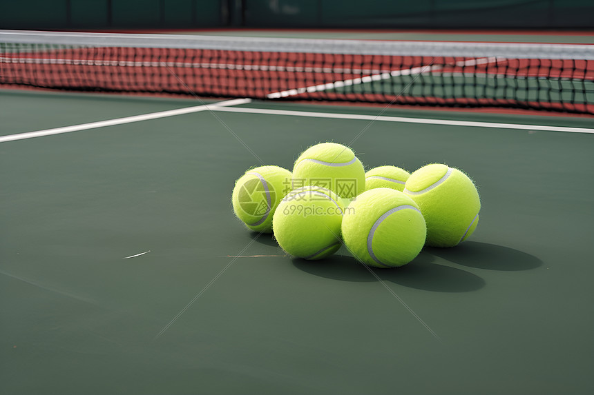 球场地上的网球图片