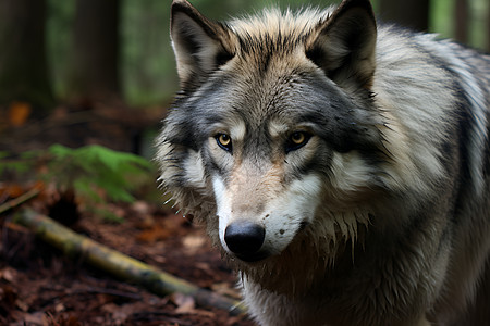 森林中的野狼背景图片